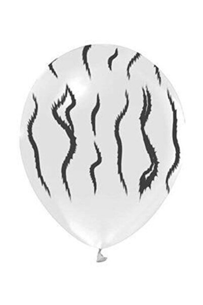 BEST PARTİ DOĞUM GÜNÜ PARTİ SÜSLERİ Safari Tiger Patterned White Balloon 10 P...