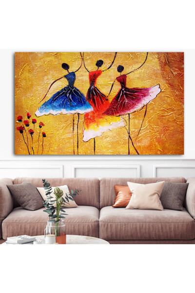 Sebenta Dev Boyut Yağlı Boya Dans Eden Kadınlar Kanvas Tablo (80cm X 120cm)