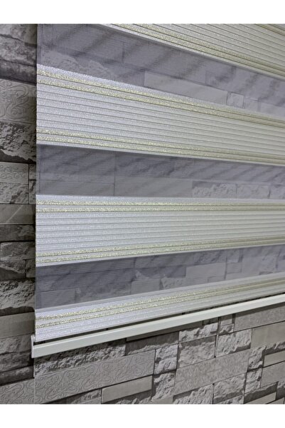 PERDECİNİZ Plise Gold Simli Zebra Perde (etek Kımsı Düz)