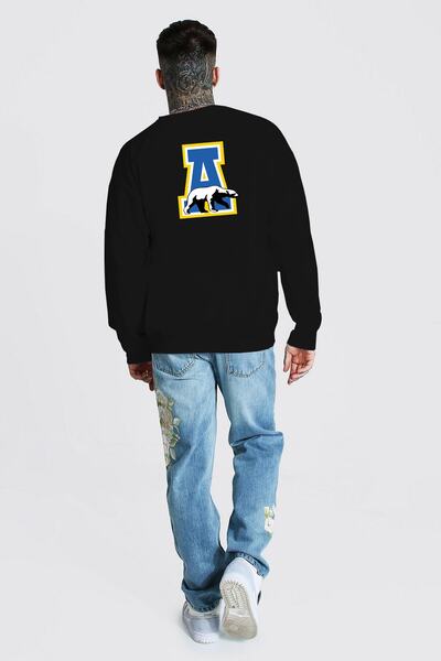 FUWEAR سويت شيرت للجنسين من القطن 100% مطبوع عليه ألاسكا من الأمام والخلف