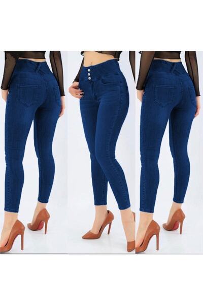 JANES Pantaloni Jean Lycra cu Talie Inalta de 90 Cm