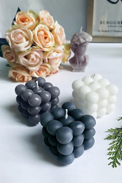 SANAT SEPET İŞLERİ Gri - Koyu Gri - Beyaz Vanilya Kokulu Bubble Hediyelik Dek...