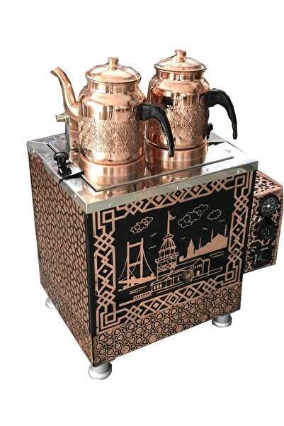 MARATON Elektrikli Bakır Çay Kazanı Tam Otomatik Iki Demlikli Çay Kazanı