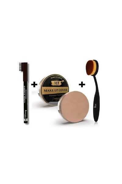 Makeup Pack كريم أساس كونسيلر باتا 209 - لون فاتح (مع فرشاة وقلم حواجب هدية)
