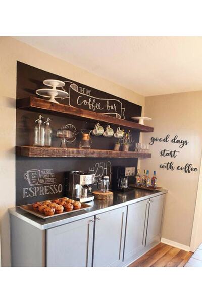 HTS TASARIM Good Days Start With Coffee Dekoratif Duvar Yazısı