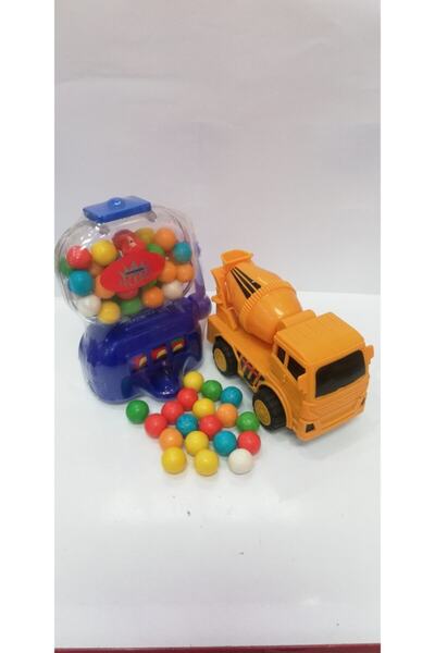 Şeker Adası 2 في 1 / لعبة شاحنة خرسانة لآلات البناء وآلة العلكة الفائزة بالجا...