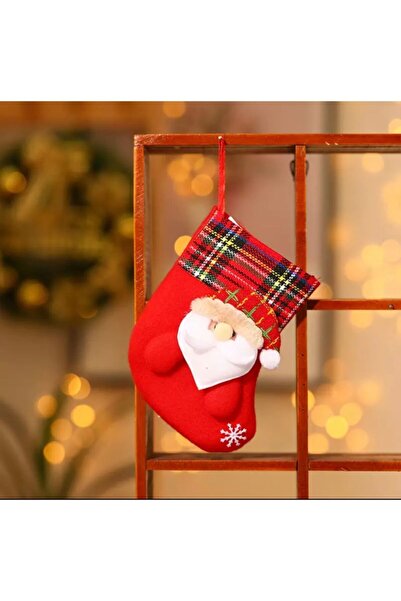 QUEEN AKSESUAR Yeni Yıl Yılbaşı Özel Noel Santa Küçük Kese Çorap Hediye Çanta...