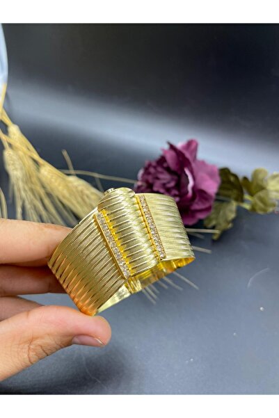 Yıldız Gold İmitasyon 22 Ayar Altın Kaplama Kalın Kordon Zirkon Taşlı Bileklik