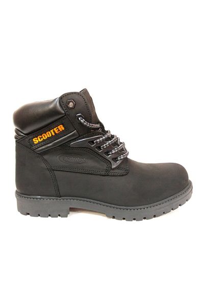 Scooter Black Waterproof Leather Unisex Boots