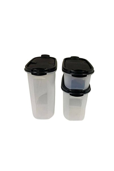 Tupperware Oval 3 Lü Set Siyah Kapak