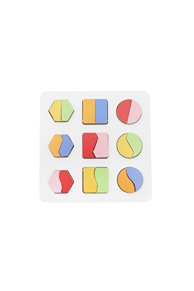 HAMAHA Wooden Toys Doğal Ahşap Eğitici Oyuncak Montessori Geometrik 2 Çizgi Ş...