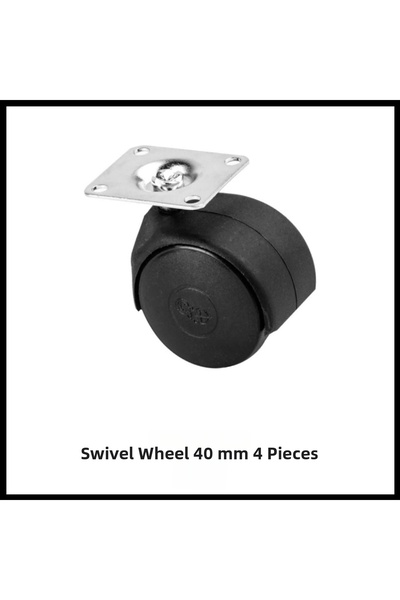 Adilon Furniture Wheel with Plate, 40 mm (4 Pieces), Office Chair, Cabinet, S...