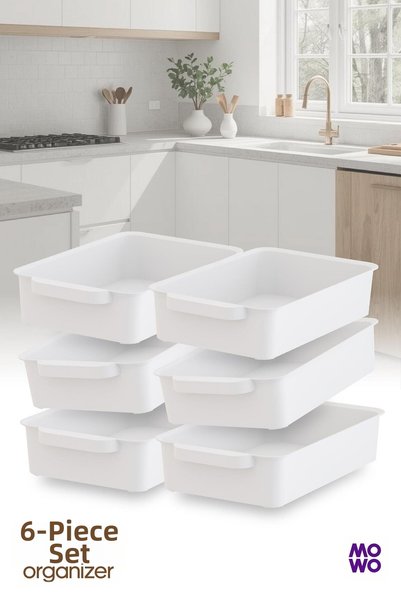 Mowo Home 6 Pieces 3 Liter Kitchen Organizer, Refrigerator Organizer, Bathroom Organizer, Organizer, Storage Container