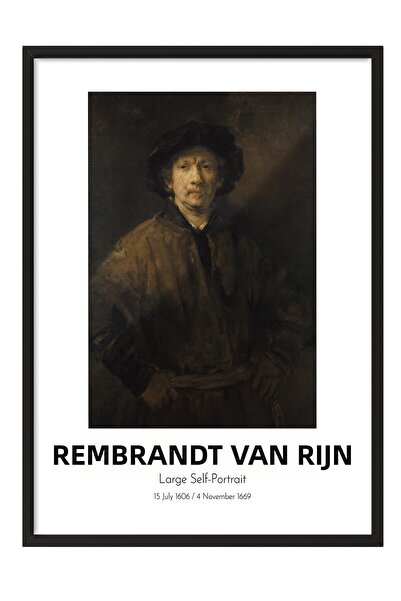 Postifull Rembrandt Vin Rijn - Autoportret mare, tablou înrămat negru, Seria ...