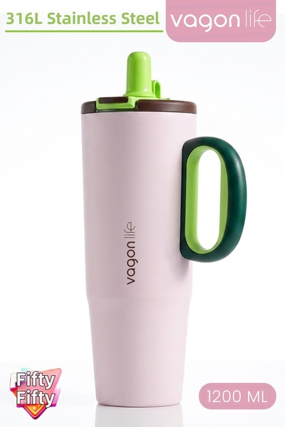 Vagonlife Tumbler 1200 ml Single Lid Dual Use with Straw Comfortable Drinking...