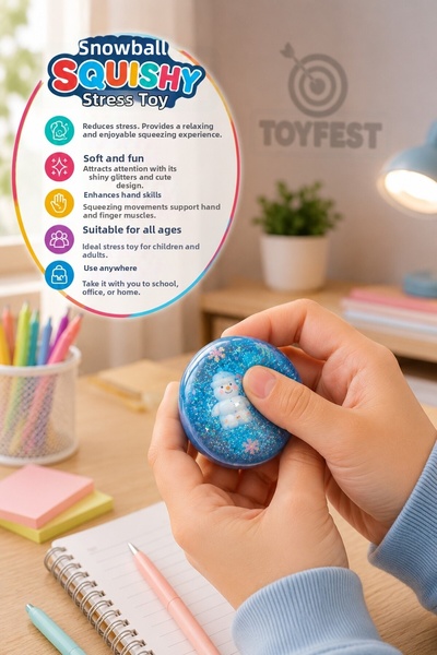 TOYFEST Snow Ball Squishy Stress Toy Glittery Soft Squeezable Relaxing Toy 5 cm