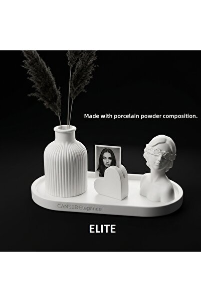 CANSEB Elegance Quad Photo Holder, Pampas Vase & Girl Decorative Object Set w...