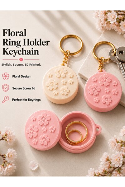 MİR STORE Floral Patterned Keychain with Hidden Jewelry Storage Box |   Ring ...