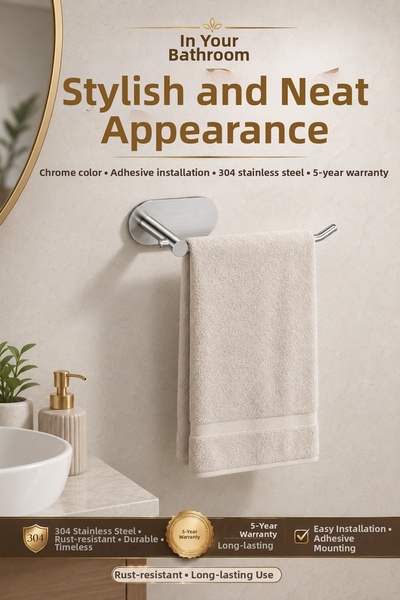 Alper Banyo Premium Steel Chrome 304 Stainless Towel Rack, Bathroom Towel Hol...