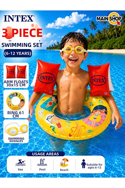 MAİN SHOP Intex 3-Piece Children's Sea Pool Swimming Set - Transparent Printe...