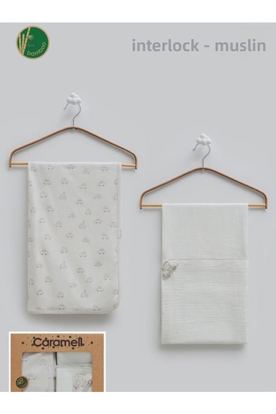 Caramell İncibaby 100% Cotton 1 Piece Muslin Blanket & 1 Piece Soft Interlock...