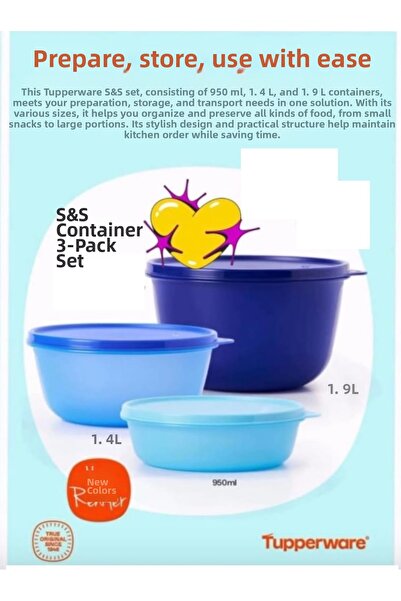 Tupperware Miracle Candies 950ml / 1.4 Lt / 1.9 Lt Set of 3 Camping Food Kits