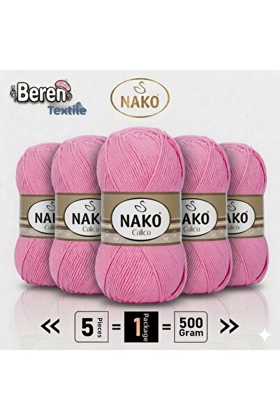 NAKO كاليكو- 06668 كاندي بينك- عبوة من 5 قطع - 100 جرام/240 متر - خيط للحياكة...