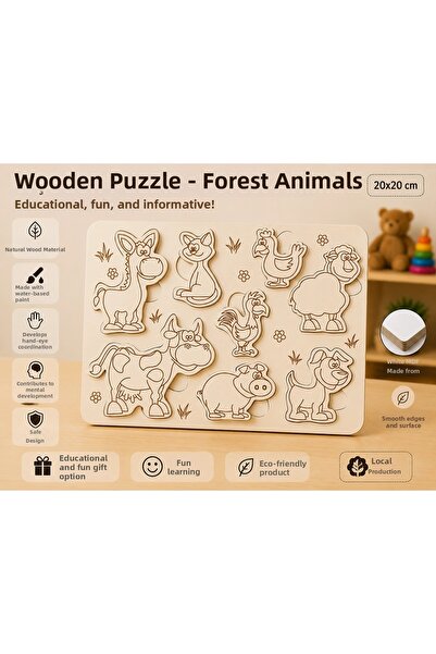 Reysa Tasarım Wooden Puzzle - Forest and Farm Friends: Educational Brain Teas...