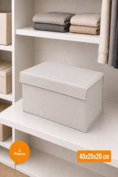 Balkan Room 2 Pieces White Closet Organizer with Lid, Foldable Clothing Stora...