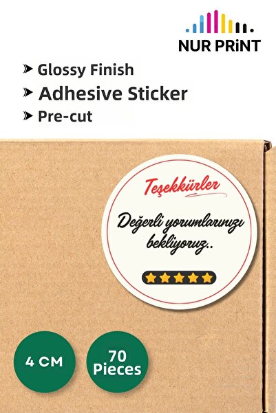 Nur Print Adhesive Sticker, Thank You Sticker Round Diameter 4 Cm, Coated Pap...