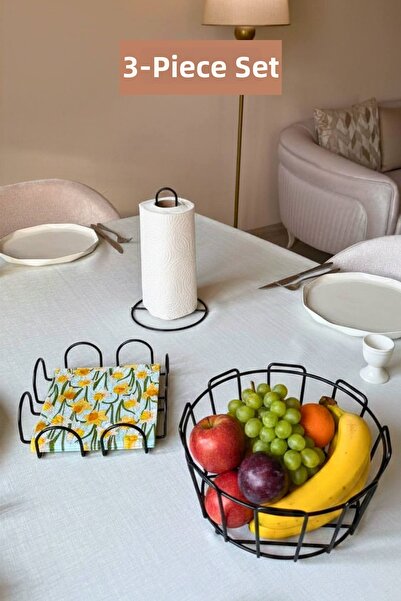 Edora Home Set of 3 Black Square Napkin Holders, Vertical Paper Towel Holders...