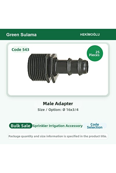 HEKİMOĞLU Male Adapter Ø 16X3/4 25 Pieces Package Code 543