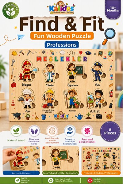 kalides Bultak Puzzle – Professions |   Wooden Educational Puzzle |   Montess...