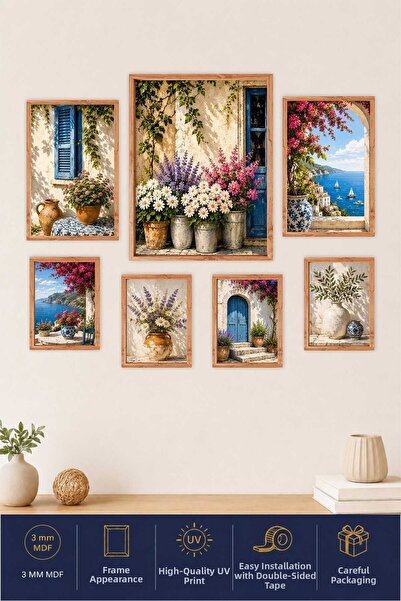 UNT Set de pictură murală din MDF, 7 piese, Grădina Mediteraneană |   Imprima...