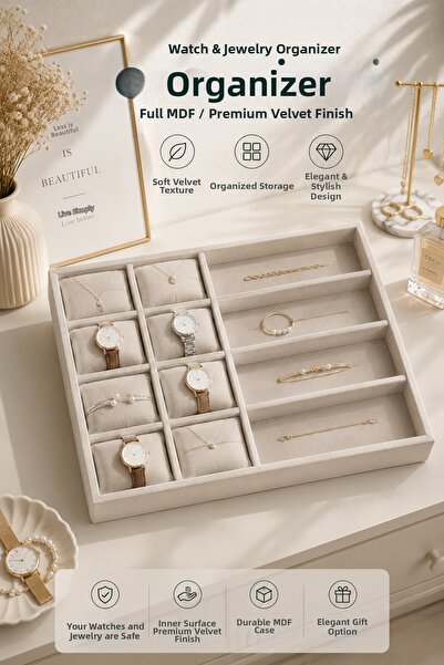 inteleven Premium Velvet Watch, Jewelry, and Eyeglass Organizer