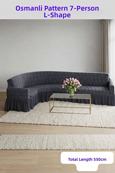 kutlale Jakarli Ottoman (Shawl) Pattern 7 Seater (550cm) L Corner Sofa Cover ...