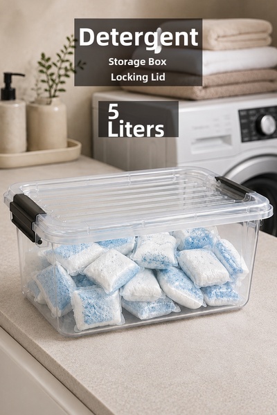 Meleni Home Detergent Storage Box - Powder Tablet Detergent Organizing Lockab...