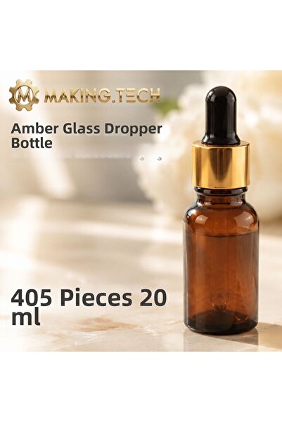 HORECA MARKET 405Pcs 20ml Amber Glass Dropper Bottle – Empty Cosmetic Oil and...