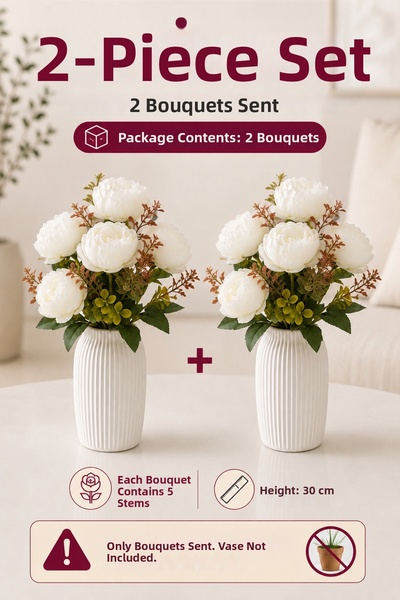 MD Aspiz Flowers 2 باقة من الزهور الاصطناعية، 5 باقات فاخرة من زهور الفاوانيا...