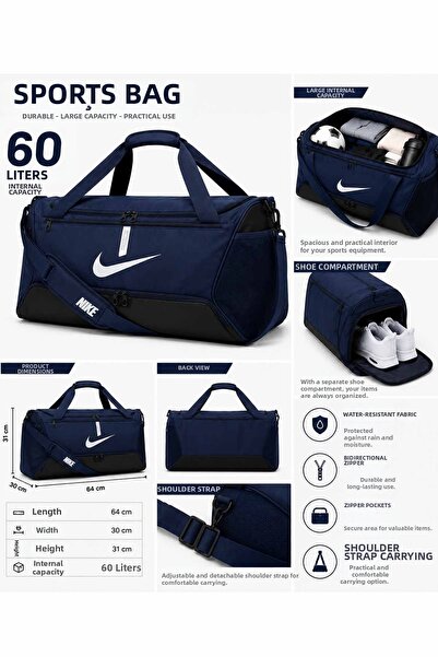 Nike حقيبة رياضية للتدريب والسفر واللياقة البدنية / حقيبة رياضية بحزام كتف وم...