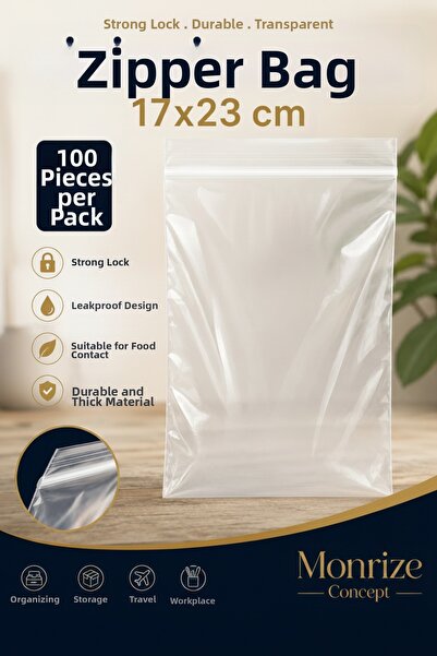 Monrize Concept حقيبة بسحاب إغلاق مقاس 17×23 سم، عبوة من 100 قطعة |   حقيبة ش...
