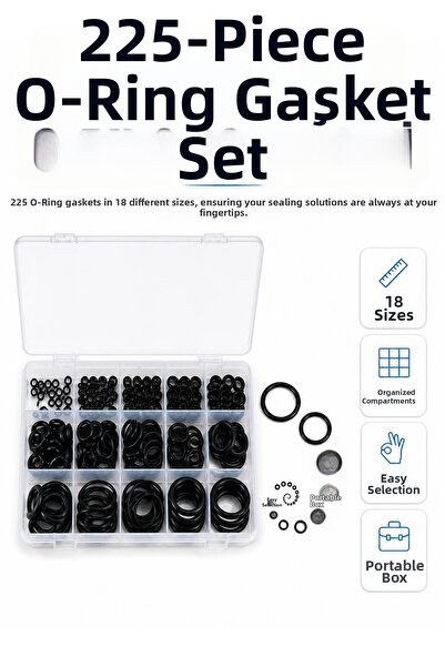 Epilons 225-piece professional o-ring and seal kit - water, oil, and air leak...