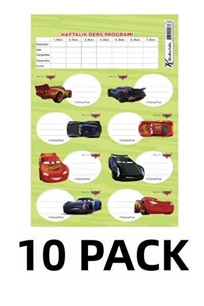 Keskin 10 Pack Green Themed Race Car School Schedule 3 Sheets with Lesson Sch...