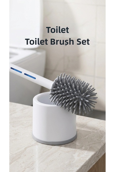 SORA GROUP Stretchy Toilet Brush with Silicone Detergent Container Bathroom C...