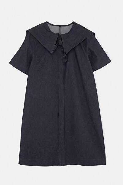 Trendyol Curve Navy Blue Woven Large Size Dress Tbbss26Ah00244