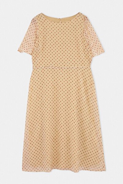 Trendyol Curve Rochie țesută ecru mărime mare TBBSS23AH00274