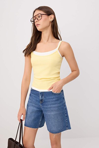 Trendyol Collection Tricou tricotat elastic, fără mâneci, cu bretele subțiri,...