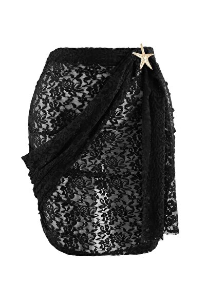 Trendyol Collection Fusta neagră, simplă, scurtă/mini, tricotată, 100% bumbac...