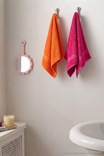 TRENDYOLMİLLA HOME 100 % Baumwolle, 2-teiliges orange-rosa Gesichtshandtuch, ...