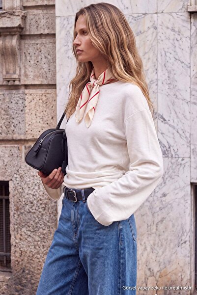 Trendyol Collection Tricou tricotat elastic din viscoză, cu decolteu rotund, ...